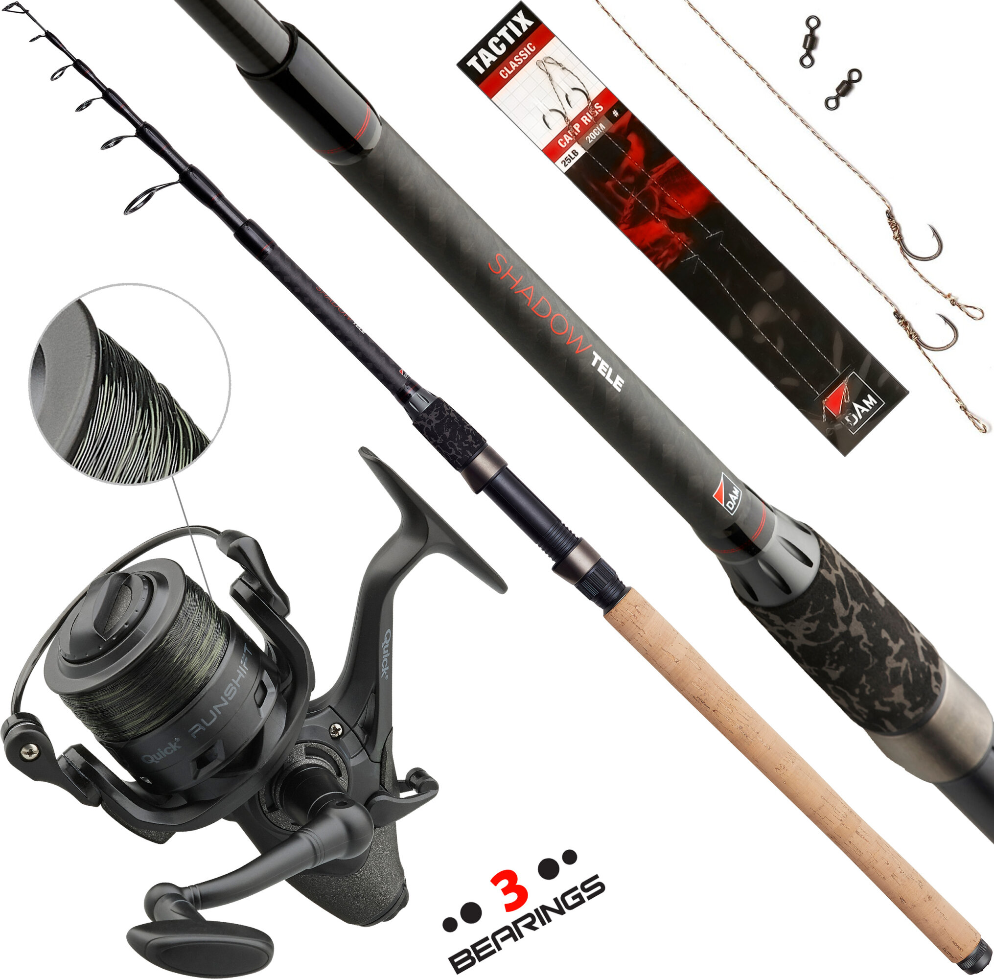 DAM Profi Angelset "Shadow FS" Freilauf - Fischzeux.at Angelshop, 89,90