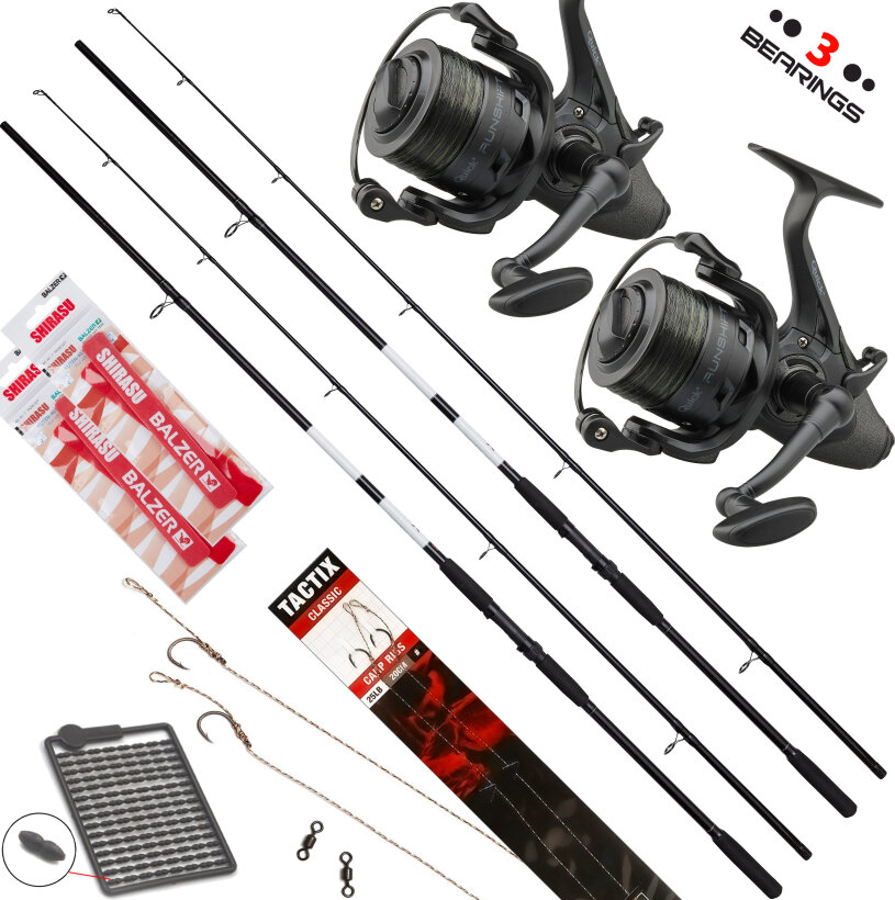 Fischzeux Freilauf Karpfenset 2x Base-X Carp 3 lbs + 2x Runshift 3L FS 3,60 m