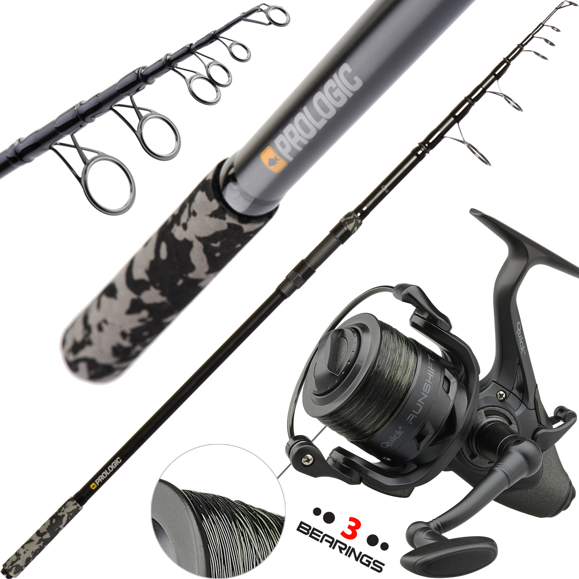 Prologic Karpfenset Profi C1-Alpha 3,60m Tele Freilaufrolle mit