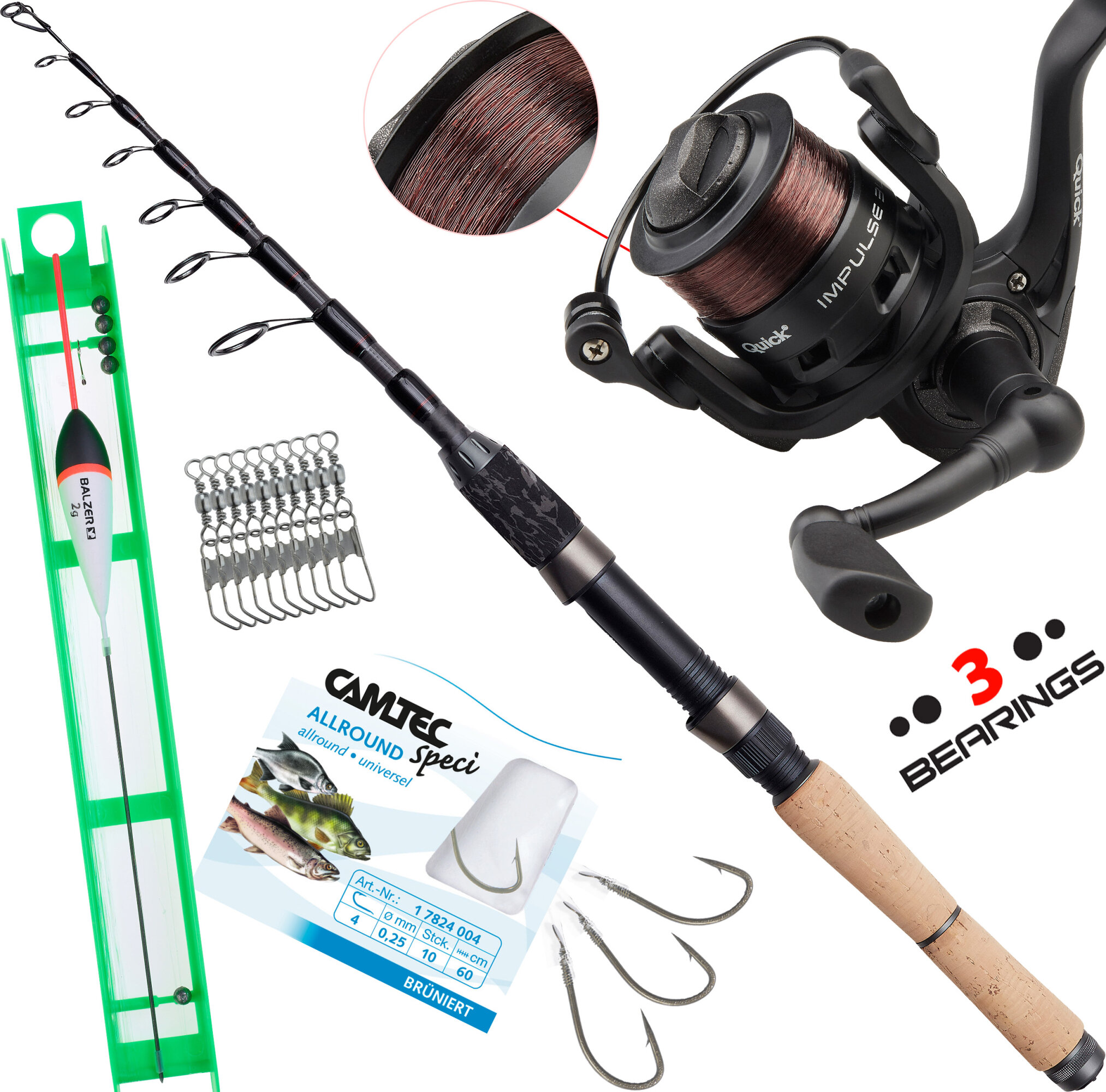 Fischzeux Survival Angelset - Kompaktes Mini Reiseruten Set komplett -  Fischzeux.at Angelshop, 72,90