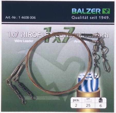 Balzer 1x7 Niroflex Edelstahlvorfach mit Dreifachwirbel