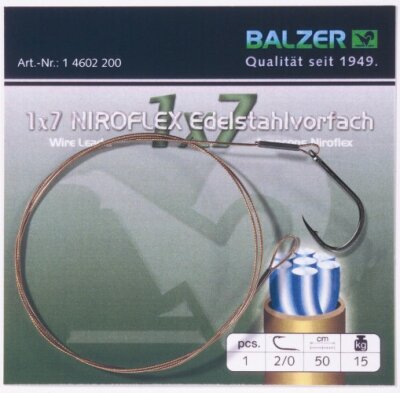 Balzer 1x7 Niroflex Edelstahlvorfach mit Einzelhaken