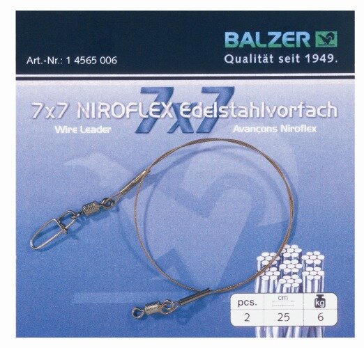 Balzer 7x7 Niroflex-Edelstahlvorfach, Supersafe-/Tonnenwirbel