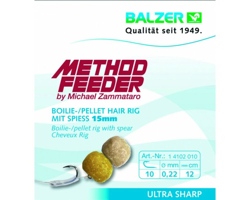 Balzer Method Feeder - Hair Rig mit Speer 8mm, 5 Stk.