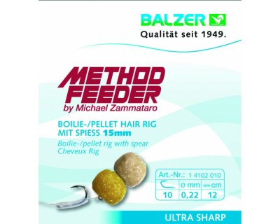 Balzer Method Feeder - Hair Rig mit Speer 8mm, 5 Stk.